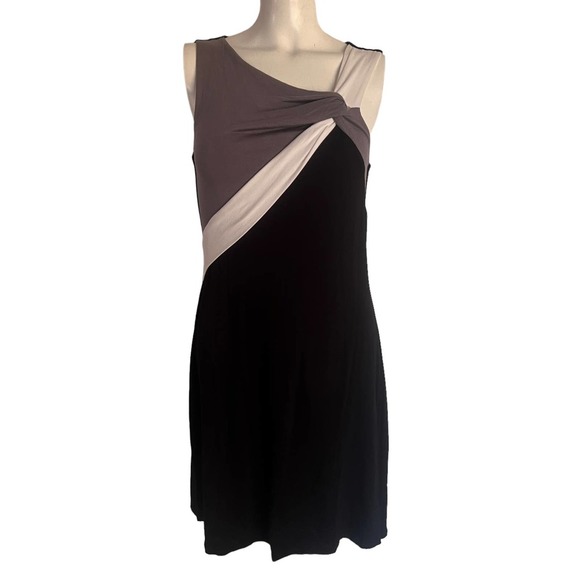 ELLA Moss Colorblock Bodycon Midi Dress Sleeveless Black Gray Size S NWT - Picture 2 of 10